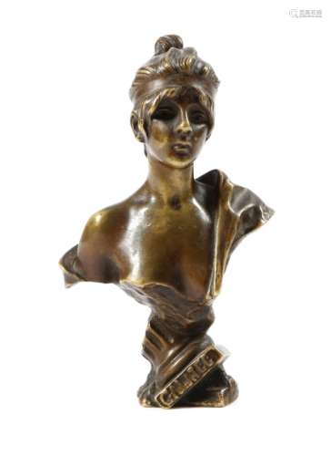Emmanuel Villanis (French 1858-1914). An Art Nouveau bronze bust of a lady titled 'GALATEE',