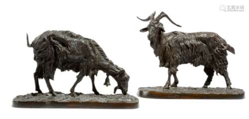 After Pierre-Jules Mκne (French 1810-1879). A pair of late 19th century bronze animalier models of a