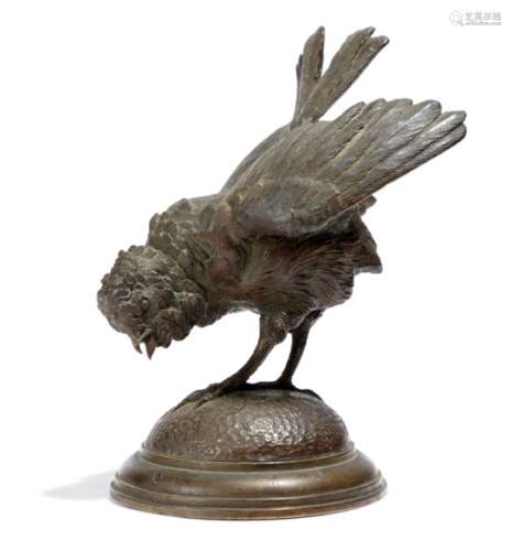 Ferdinand Paultrot (French 1832-1874). A 19th century animalier bronze of a partridge chick,