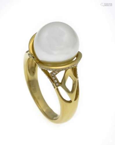 Südsee-Brillant-Ring GG 750/000 mit einer exzellenten champagnerfarbigen Südseeperle 12 mmmit sehr