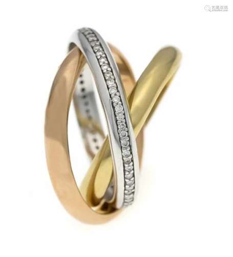 Brillant-Ring WG/GG/RG 585/000 3-teiliger Ring mit 64 Brillanten, zus. 0,32 ct l.get.W/SI,RG 59,