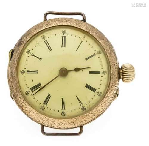 Damentaschenuhr umgebaut als Armbanduhr RG 585/000 Staubdeckel Metall, Handaufzug,cremefarbenes