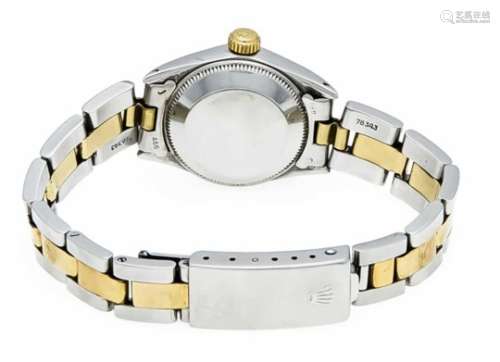 Rolex Damenarmbanduhr Stahl/Gold Automatik, läuft, Zentralsekunde, silbernes Zifferblatt,Plexiglas