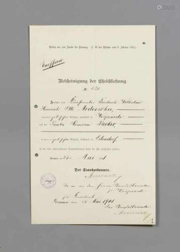 Ein Ordner mit großem Konvolut von ca. 80 Blatt Unterlagen, Korrespondenz, UrkundenWorpsweder