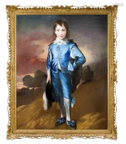 Anonymer Kopist um 1900 nach Thomas Gainsborough (1727-1788). Stehender Jüngling in Blau.Pastell/