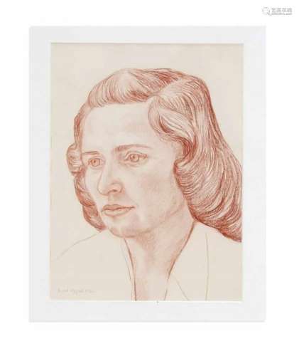 Oppel, Lisel. 1897 - Bremen - 1960. Porträt einer jungen Frau. 1956. Rötelzeichnung, u.li. sign.