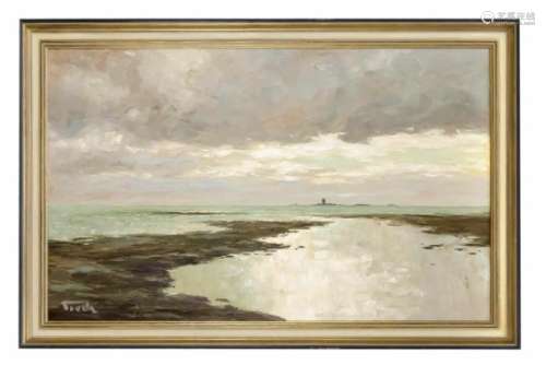 Troch, Ernst. 1925 - Cuxhaven - 1996. Blick auf Neuwerk. Öl/Lwd., u. li. sign. Troch, 50,5x 80,5 cm,
