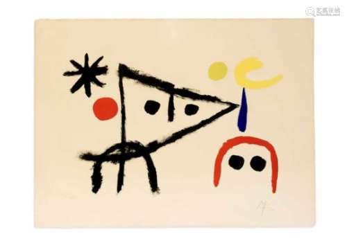 Miró, Joan. 1893 Barcelona - 1983 Palma de Mallorca. Le Petit Chat au Clair de la Lune.1951.
