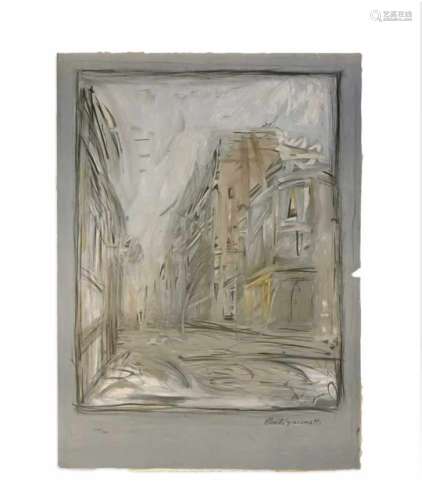 Giacometti, Alberto. 1901 Borgonovo - 1966 Chur. Rue d'Alésia. 1954. Farblithographie/Velin, u.