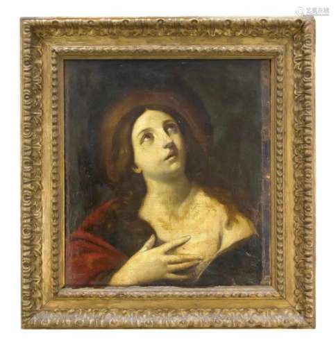 Sakralmaler des 17. Jh. Heilige in Verzückung. Öl/Lwd., doubl., 64,5 x 58 cm, rest-.bed.,in