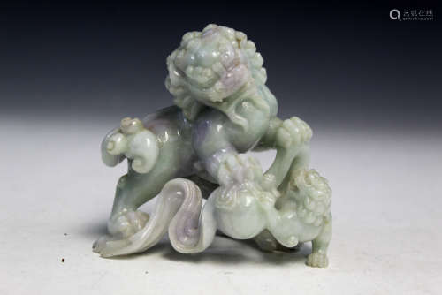 Chinese carved jadeite figure of foo dog.