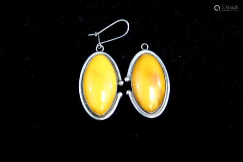 Sterling silver and amber earrings.