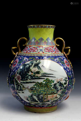 Chinese famille rose porcelain vase, Qianlong mark.