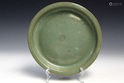 Chinese celadon porcelain plate.