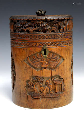 Chinese carved bamboo box.
