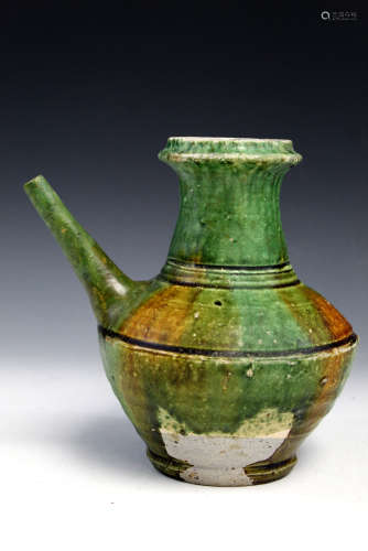 Chinese Sancai pottery ewer, Circa 7th to 10th Century.