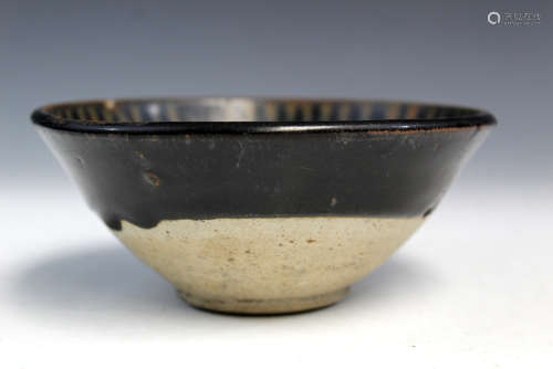 Chinese black glaze pottery bowl.