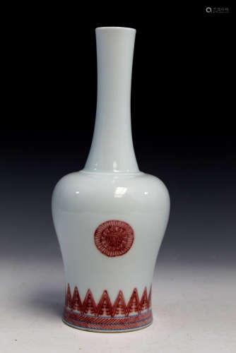 Chinese underglaze red porcelain vase, Kangxi mark.