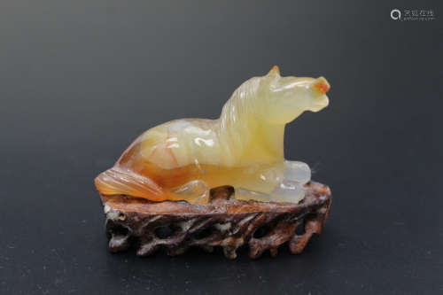 Chinese carved agate horse figurine.