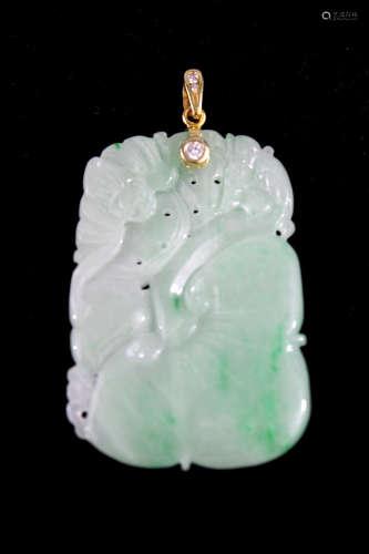 A Chinese jadeite diamond pendant