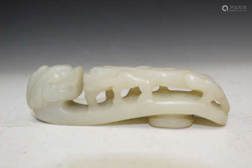 Chinese carved white jade buckle.