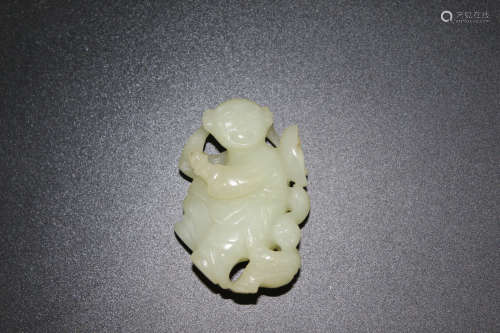 Chinese carved white jade boy.