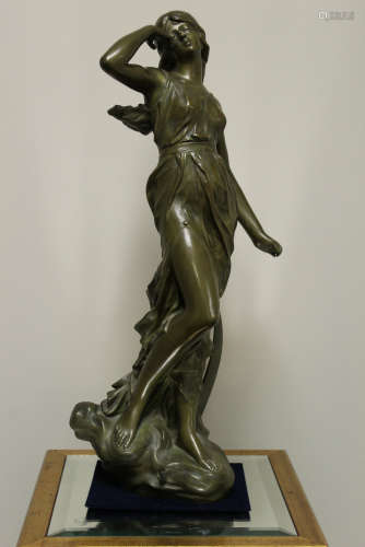 Bronze sculpture of a girl, signed J Causse (1869-1909,