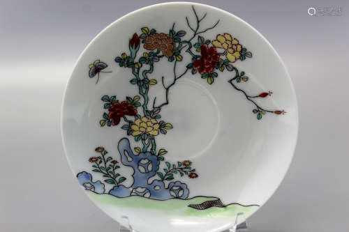 Japanese hand painted porcelain saucer, marked.