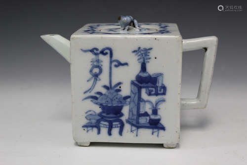 Chinese blue and white porcelain teapot.