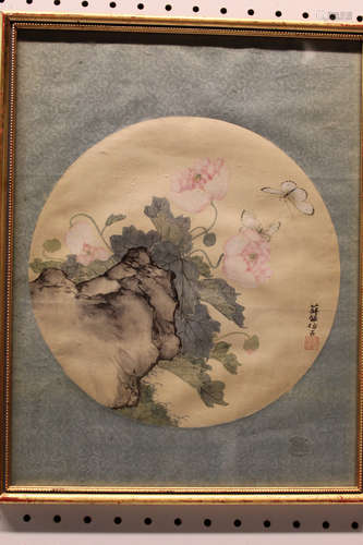 Chinese water color and ink painting on silk.