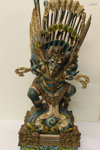 Antique hand carved wood Garuda bird figure.