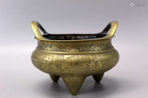 Chinese brass incense burner.