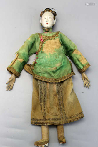 Chinese antique female doll, Qing Dynasty.