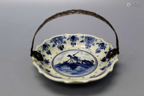 Dutch Delft blue porcelain dish