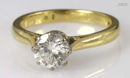 18ct Gold Solitaire Diamond Ring approx 0.75ct weight size K weight 3.6g