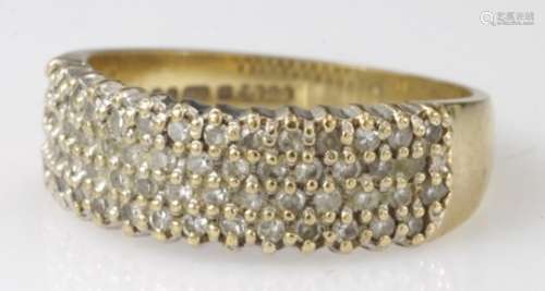 9ct Gold Diamond pave set Ring size I weight 2.8g