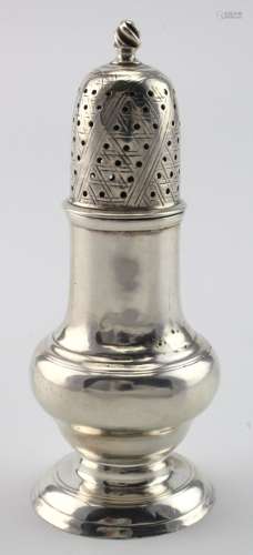 George III silver caster, small repair to the body of the item. Hallmarked R. Peaston (possibly)