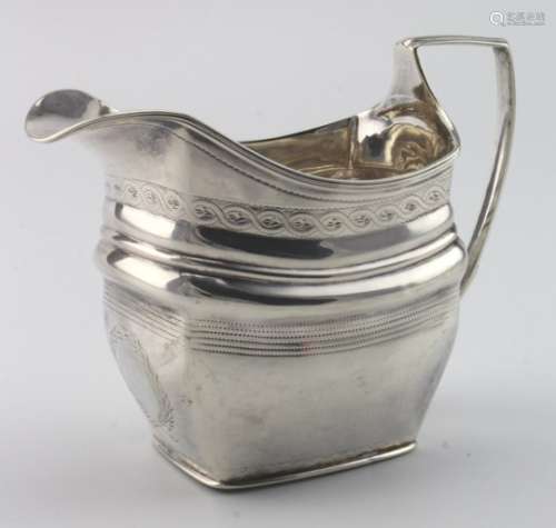 George III silver cream jug hallmarked for London 1804. (Maker's mark rubbed). Weighs 4 oz approx.