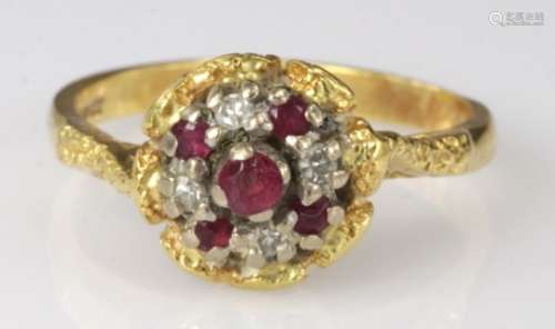 18ct Gold Ruby and Diamond Ring size J weight 4.2g