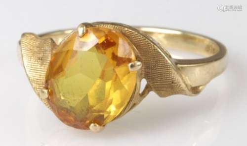 14ct Gold Citrine Ring size L weight 2.8g