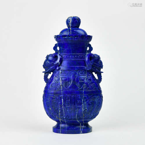 A Chinese Carved Lapis Lazuli Vase