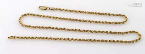 9ct yellow gold rope chain necklace, weight 8.2g