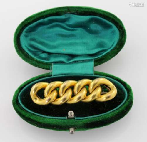 9ct yellow gold bar brooch in the form of links, weight 4.8g