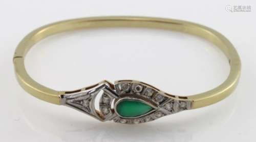 14ct Gold Emerald and Diamond set Bangle weight 10.3g