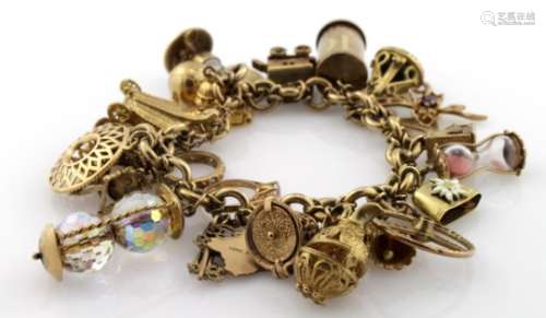 9ct Gold Charm Bracelet weight 78.4g