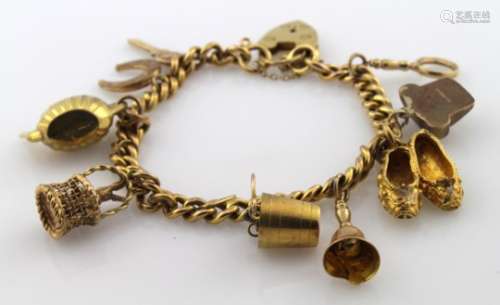 9ct Gold Charm Bracelet weight 37.2g