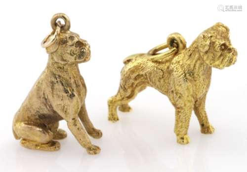 Two large Bulldog 9ct Gold Charms weight 21.1g