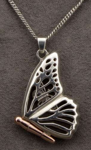 Clogau Silver and Gold Butterfly Pendant on a Silver chain weight 9.3g