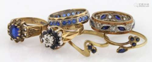 Mixed lot of 9ct Gold Sapphire Rings weight 15.3g