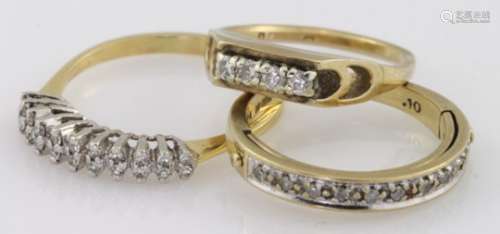 18ct four stone diamond ring, 9ct diamond half eternity ring and hidden message diamond set ring (